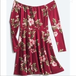 NINE BRITTON Stitch Fix Maxson off-the-shoulder knit burgundy dress. Large, NWT.